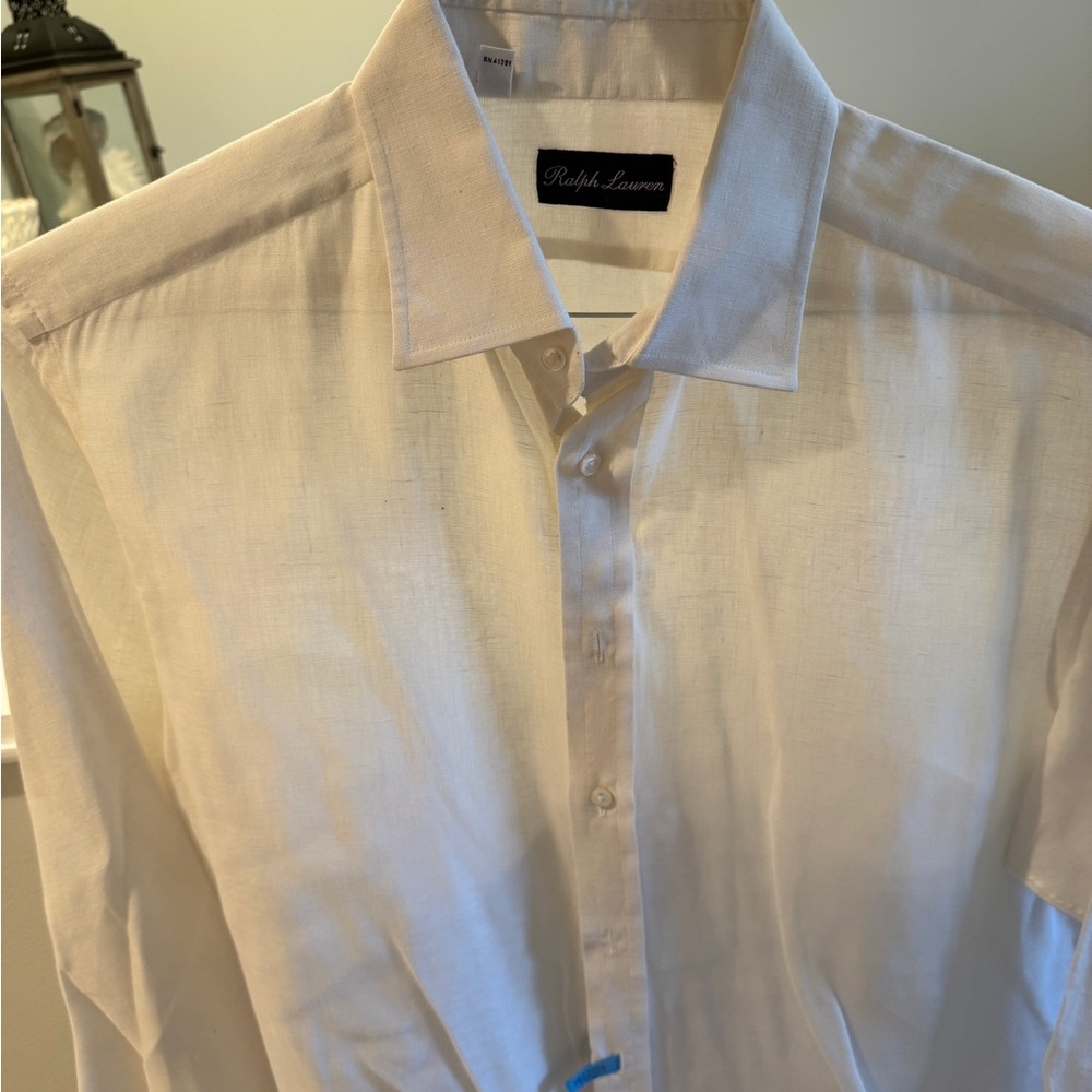 Ralph Lauren Purple Label Cream/Ivory Linen Dress Shirt